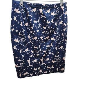 Talbots Pink & Navy Blue Floral Mid rise Pencil Skirt Women's Size 6